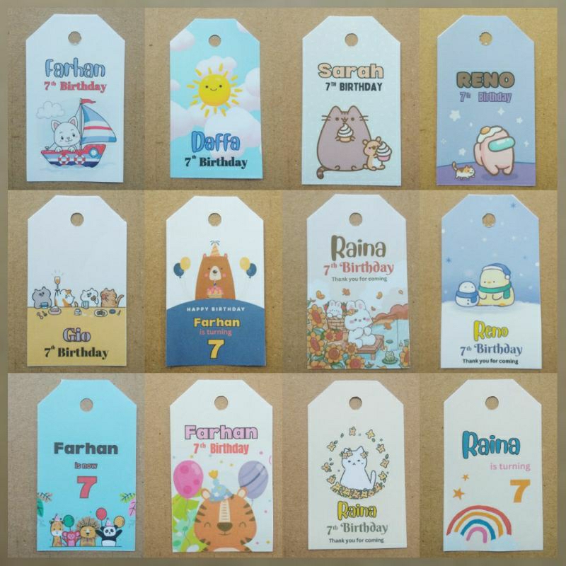 

(Pre Order) PROMO Label Hang Tag 4x7cm GLOSSY Ulang Tahun Khitan Tedak Siten 1 Sisi Custom Tulisan