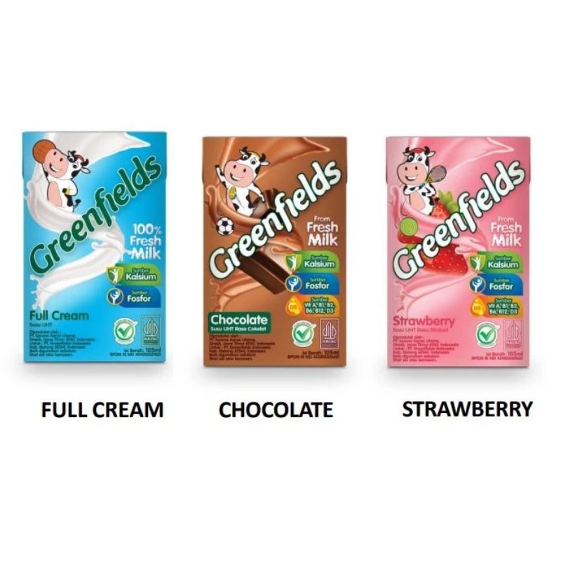 

PROMO...Exp Oktober 2025 Greenfields 40 pcs semua rasa 105ml full cream/strowberry/coklat