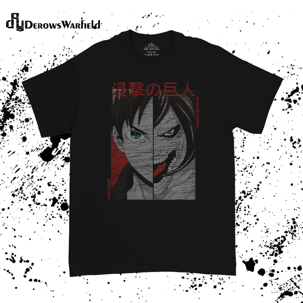 Kaos Anime Attack On Tittans Eren Jaeger  | Derows Warfield Tshirt | Baju AOT