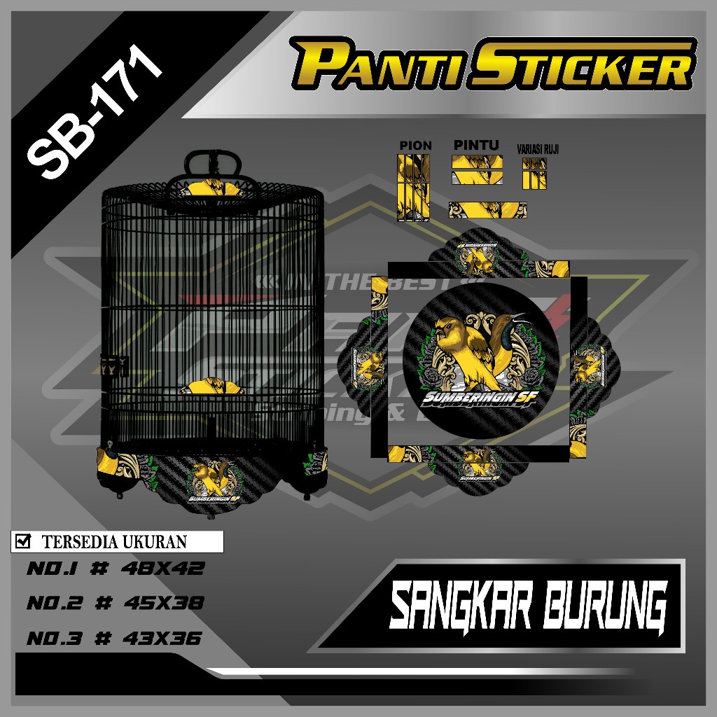Decal Stiker Sangkar Burung Tebok Bulat No. 1, 2, 3 - Sticker  Sangkar kacer,pentet Custom Motif SUM