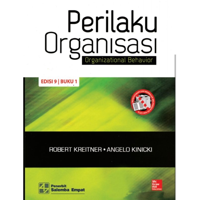 

PERILAKU ORGANISASI BEHAVIOR edisi 9 buku 1 by ROBERT KREITNER - KINICKI