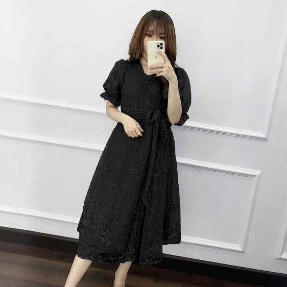 MIDI DRESS NATAL LIVINA READY 3UKURAN M L XL / REKOMENDASI OUTFIT BAJU PESTA KONDANGAN WANITA GAYA K