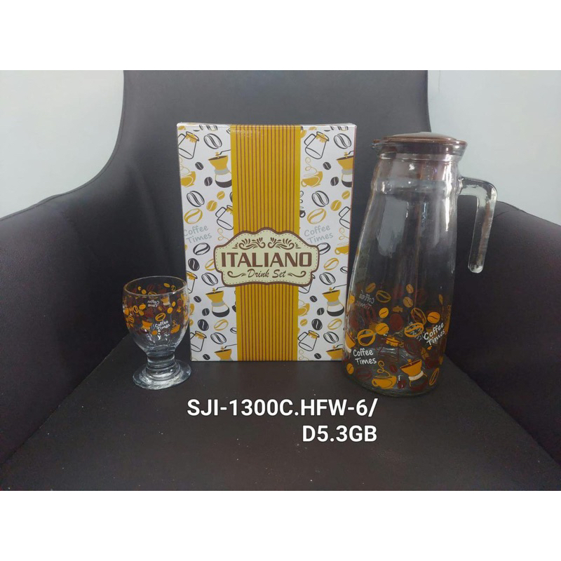 Italiano Drink Set/Coffee Time Drink Set/Teko Kaca set/Teko Kopi/Teko Gelas Set