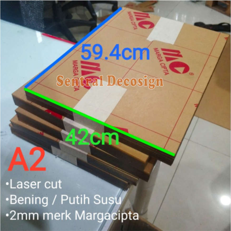 

Acrylic potongan A2 / Akrilik A2 tebal 2mm bening / putih susu