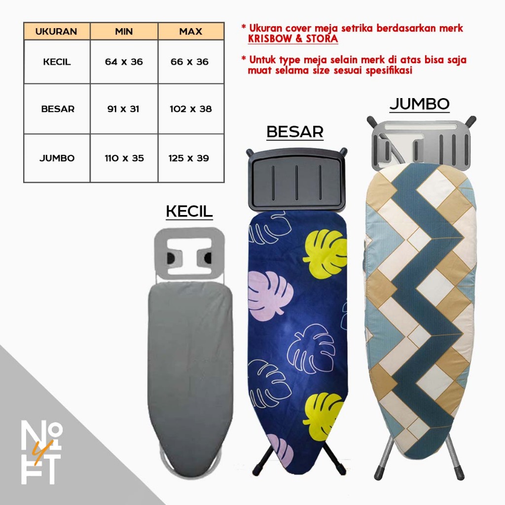 Cover Meja Setrika Papan Isi Busa 1cm Sarung Kain Pelapis Ironing Board Stora Krisbow