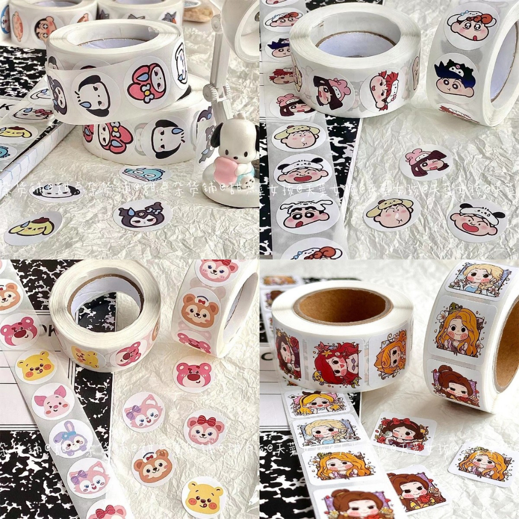 

Mainan Sticker Roll Gulung 500 Pcs Stiker Edisi Karakter LABUBU Cinnamoroll Kuromi Hellokity Pompopurin 2.5cm