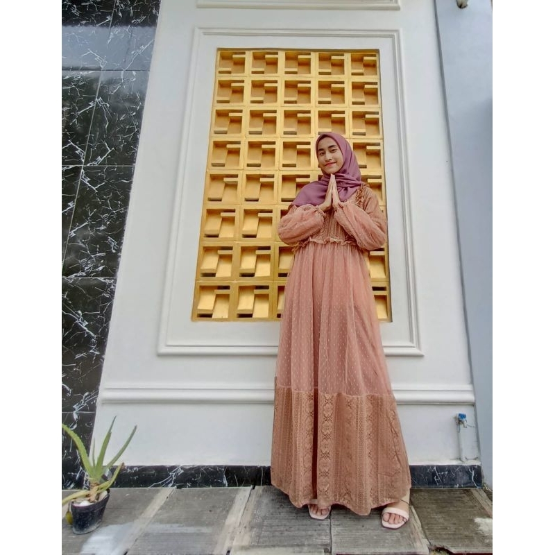 Ready bisa COD Zulfa dress gamis brukat gamis pesta cantik termuraaaah