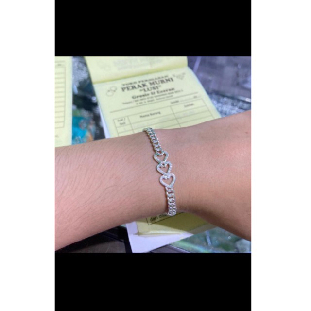 Gelang lipan love perak murni