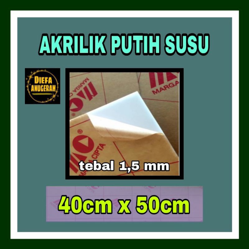 Acrylic putih susu 1,5mm 40x50/Akrilik putih susu/Akrilik putih solid