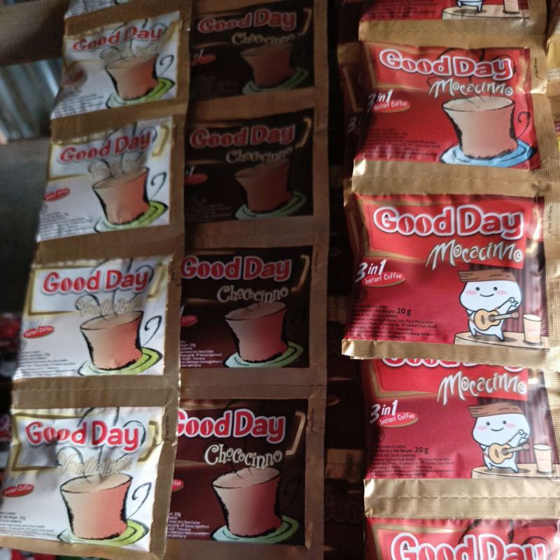 

Good Day 3 in 1 Vanilla latte, Chococinno, Mocacino 1 Renceng
