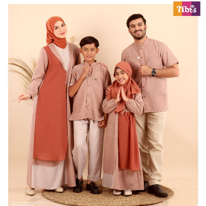 Sarimbit Keluarga 2024 Lebaran Nibras Rayya Gita Terracotta - Baju Couple Keluarga Lebaran 2024 Mewa