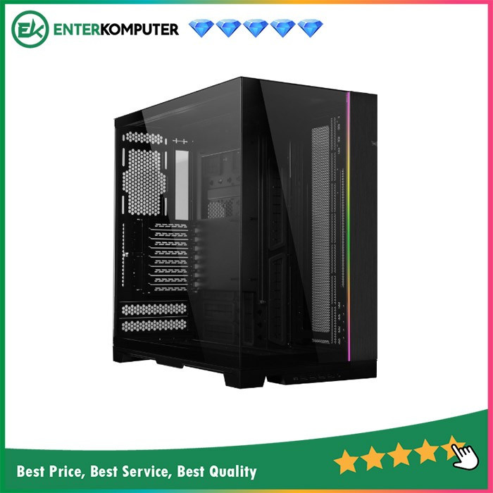 LIAN LI O11 DYNAMIC EVO XL BLACK - TEMPERED GLASS FRONT & LEFT