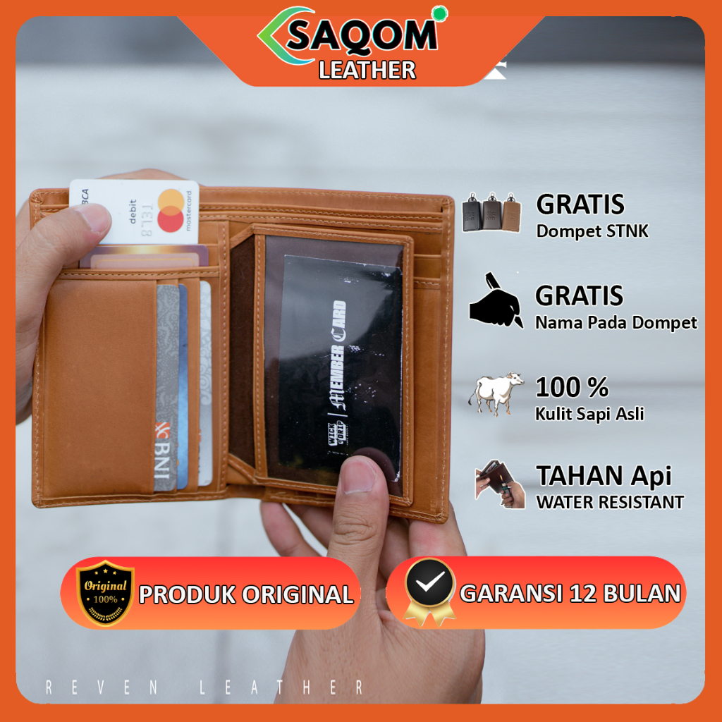 Dompet Cowok Kulit Sapi Asli Kartu Atm Dan Uang Tipis Kece Lokal Free Gift Dompet Stnk By Saqom Reve