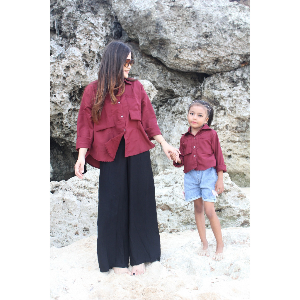 Baju Couple Ibu dan Anak Kemeja Kembaran Mom And Kid / Atasan Anak Perempuan / Atasan Kemeja Jumbo