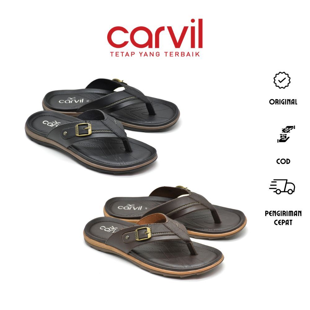 Sandal Kulit Pria Jepit Carvil - Sendal Japit Pria Kulit Original Carvil