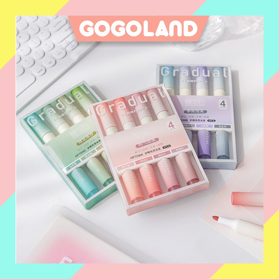 

⭐Gogoland⭐ 1 SET ISI 4 HIGHLIGHTER WARNA PASTEL TERANG / 1 SET STABILO HIGHLIGHTER WARNA PASTEL TERANG S107