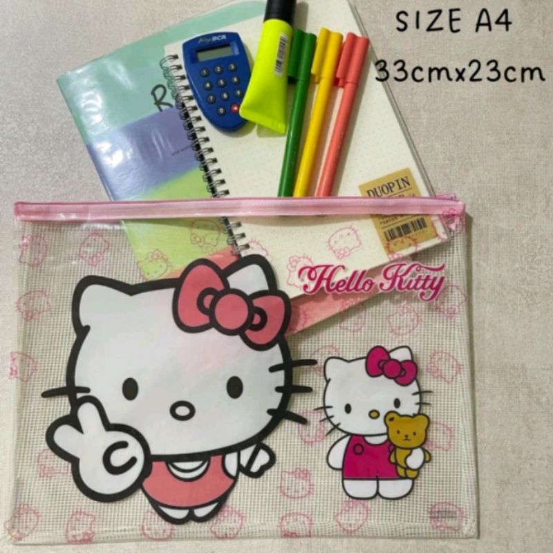 

Map sleting jala karakter disney, hello kitty / Map plastik jala karakter resleting besar, hello kitty / tempat dokumen / tas les