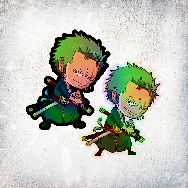 

STICKER HOLOGRAM ANIME CHIBI RORONOA ZORO ONE PIECE