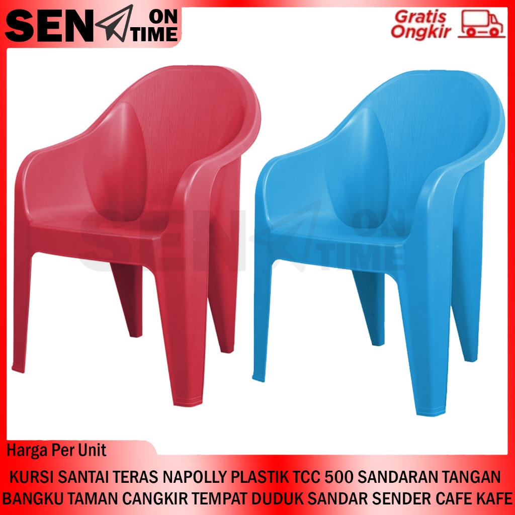 Tcc 500 Kursi Santai Teras Napolly Plastik Sandaran Tangan Bangku Seliri Taman Cangkir Mangkok Tamu 