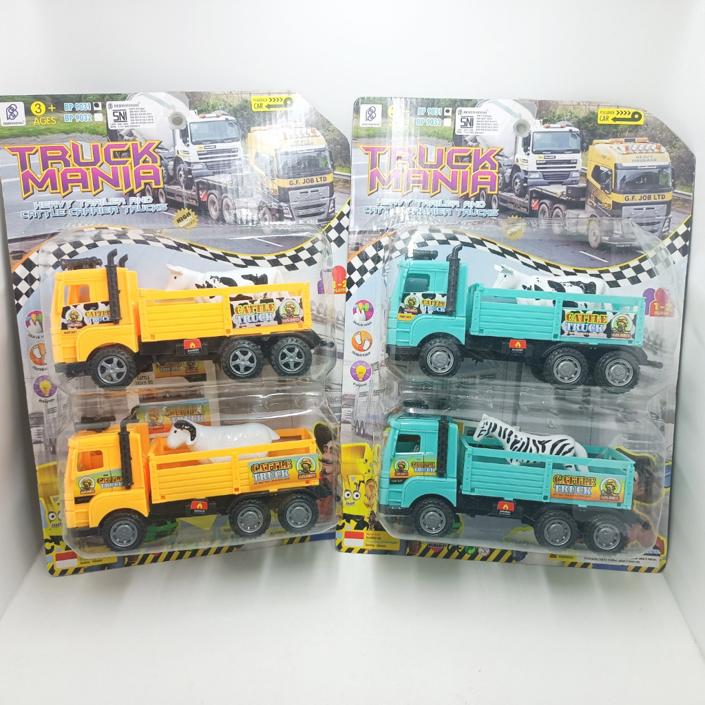 BP9031 Mainan Aaak Truck Mania Isi 2pcs Kandang Sapi Truck Truk Hijau Kuning isi 2