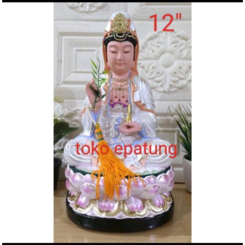 patung dewi kwan im/ kwan in/ guan yin- kayu- 12 inch