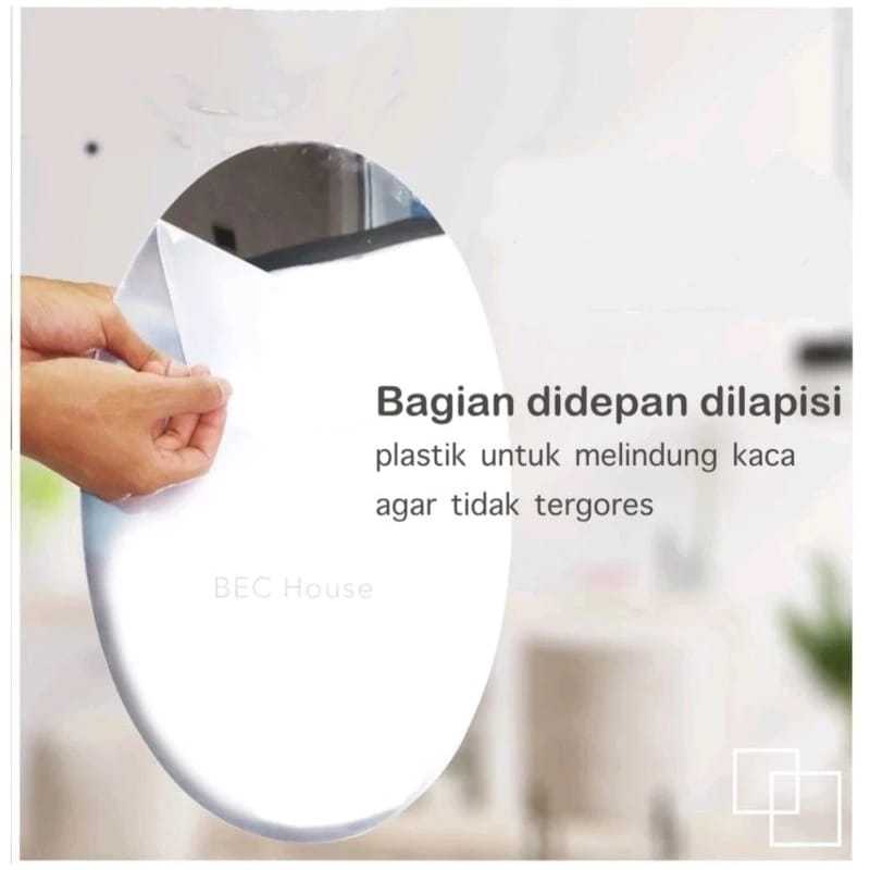 Stiker Cermin Hias Oval Anti Pecah Acrylic Kaca Tempel Dinding — 5