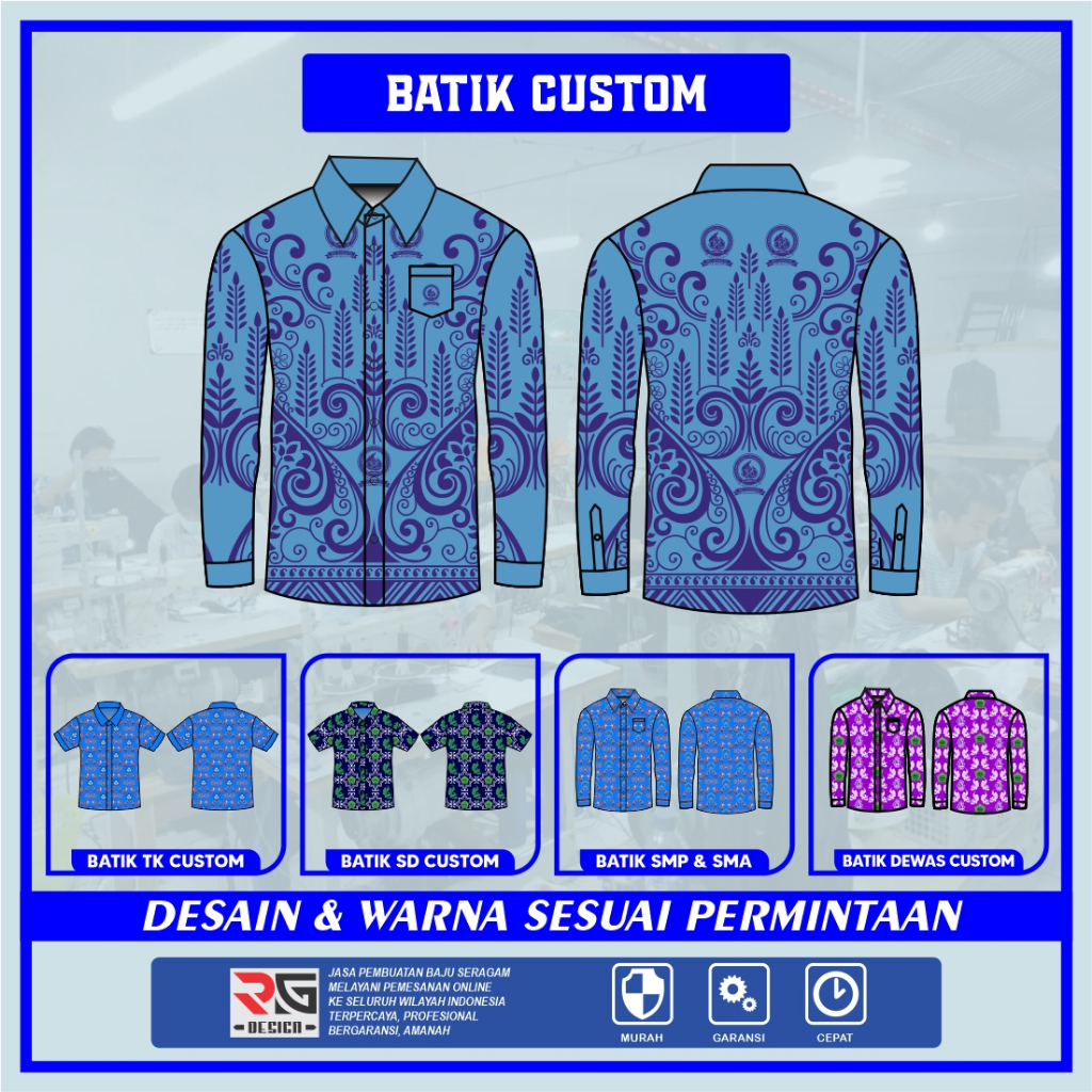 Batik Sekolah TK - SD - SMP - SMA / Batik Nasional / Seragam Batik Sekolah