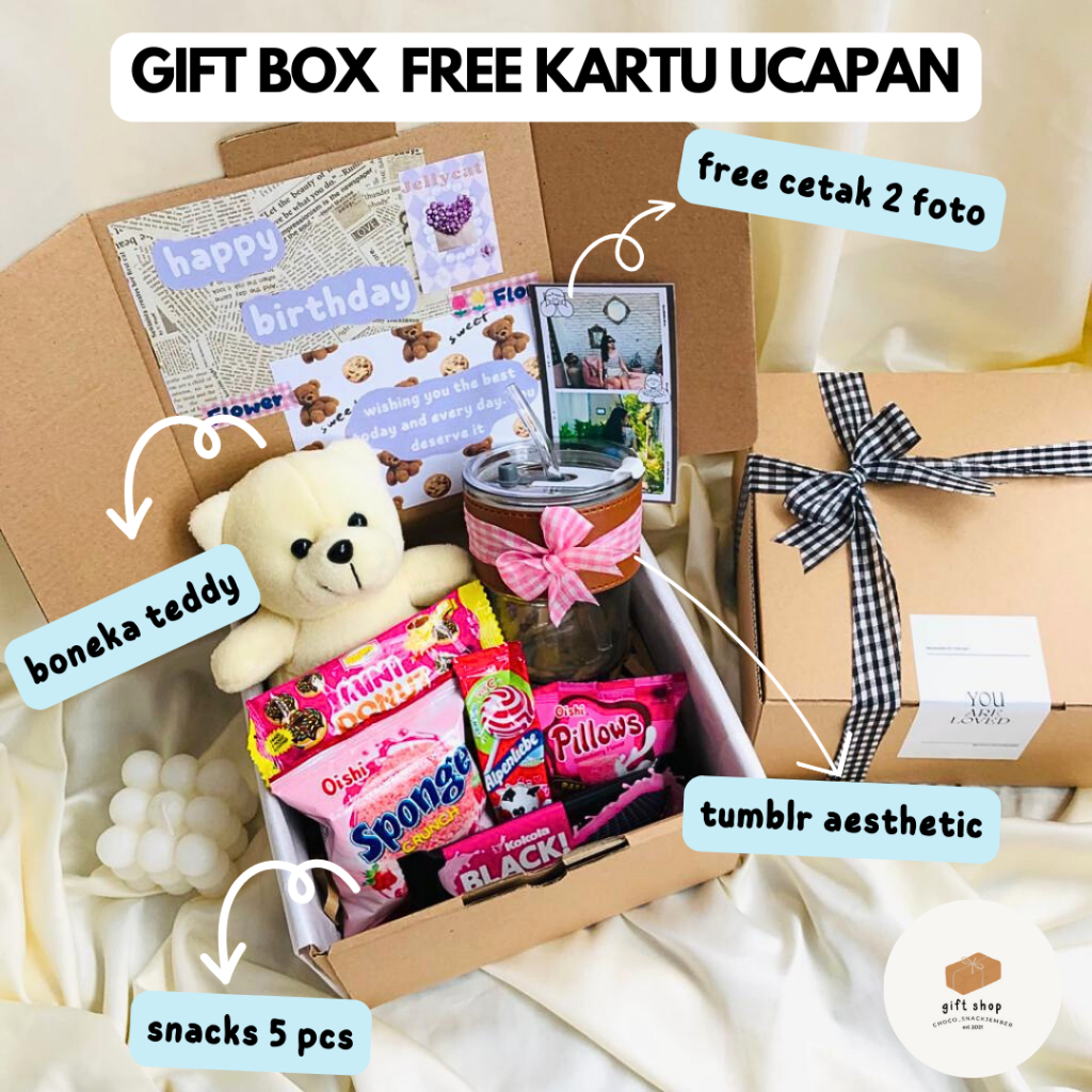 Gift Box Free Kartu ucapan | Gift Box untuk Pacar , Bestie | Hampers Box Lucu | Hampers Box Murah | 