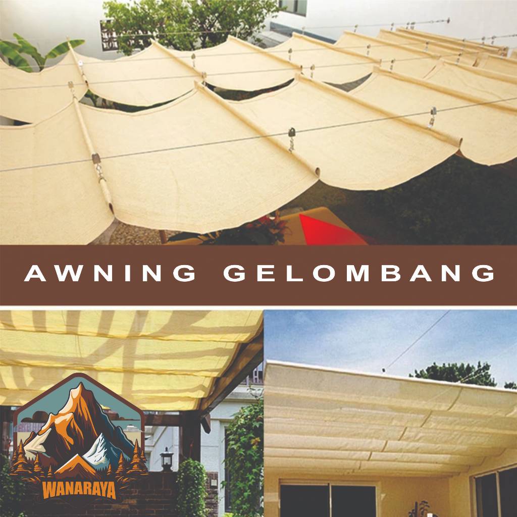 Awning gelombang ukuran 150x300 bahan Polyester D300 / Awning gelombang 1,5x3 meter