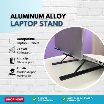 Dudukan Laptop Stand Holder Laptop Portable Folding Aluminium Aloy