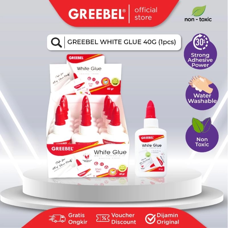 

Greebel White Glue 40gr - Lem Putih Perekat Kertas Greebel 40 gram