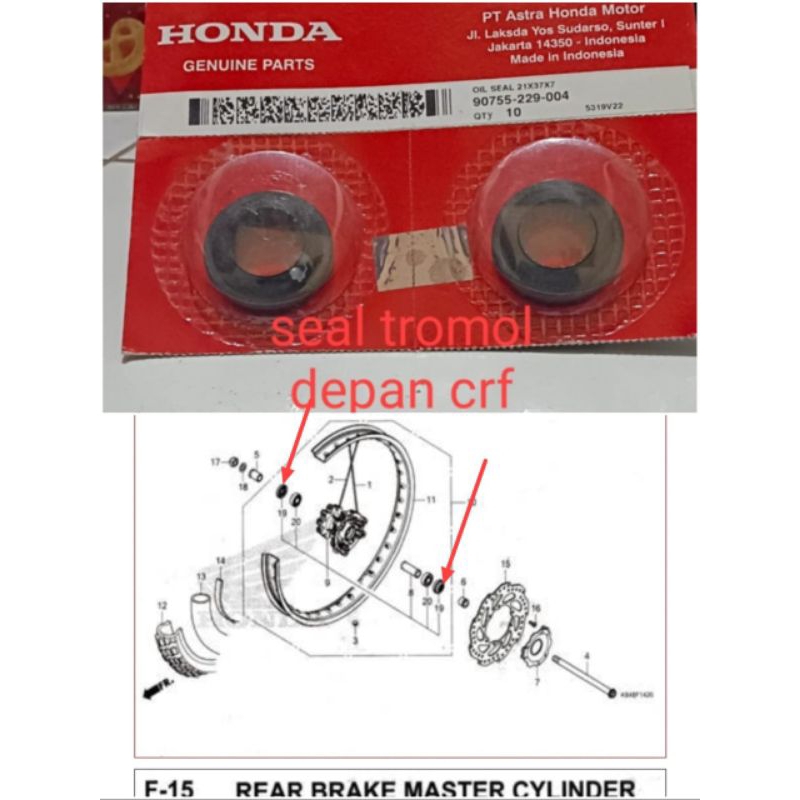 seal tromol depan crf150 original