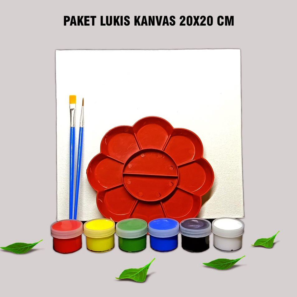 

↔✢❅ Paket Lukis Kanvas 20x20 cm 20x30 cm Lengkap Peralatan Perlengkapan Melukis Anak Cat Air Akrilik Palet Kuas Set Canvas Painting Kit DIY hampers kado siap pakai