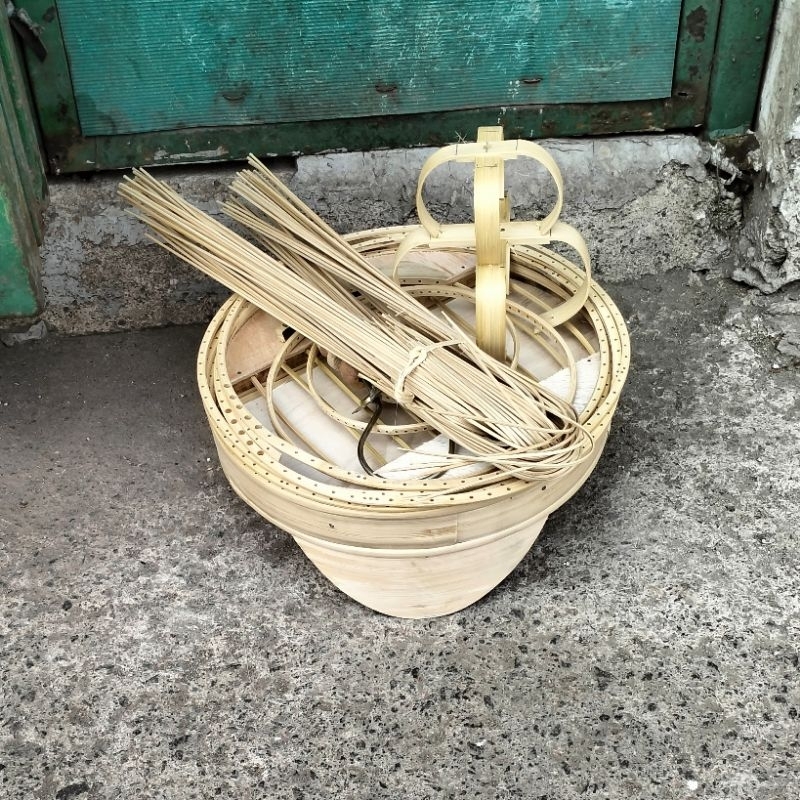 SANGKAR CUNGKOK BULAT BIASA (D27,D29) AMBRUKAN SIAP RAKIT SANGKAR KENARI FULL BAMBU