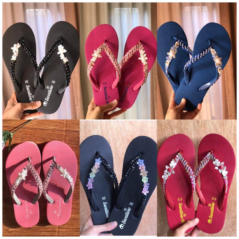 Sandal Mute Bali / Sandal manik manik / Kerajinan Sandal Mute Bali Bunga