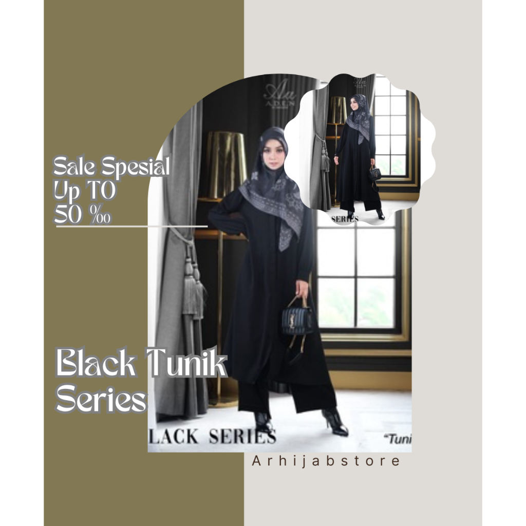 ADEN HIJAB - BLACK SERIES TUNIK - PIRLI PAULISTA - TUNIK CASUAL PREMIUM - TUNIK TERPOPULER