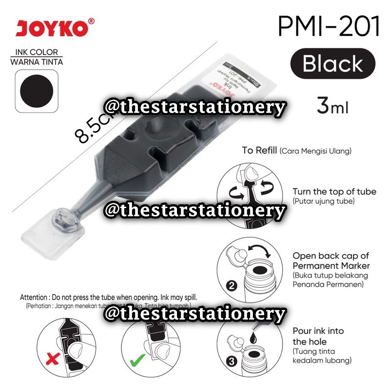 

(1 Biji) GROSIR Refill Permanent Marker JOYKO PMI-201 / Isi Spidol Permanen Round Tip Joyko (1 Biji)