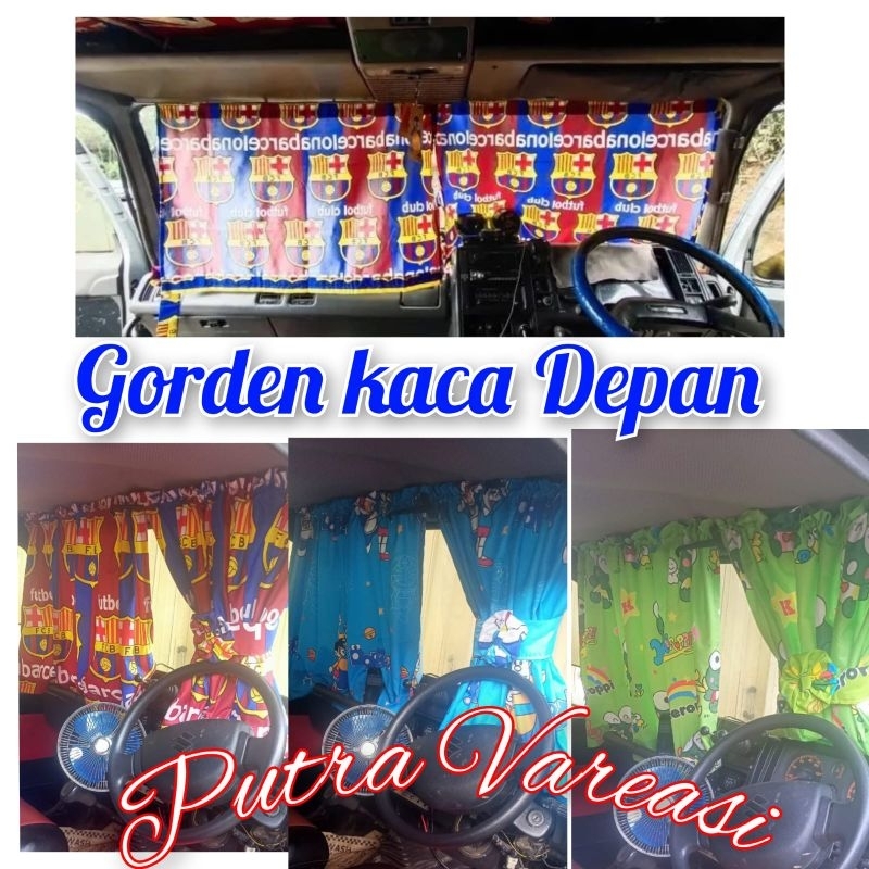 Kain Tirai Gorden kaca Depan Mobil Truk Hino dan Fusho gorden mobil Motif karakter