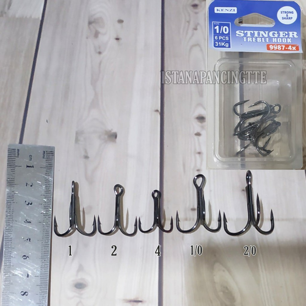 MATA KAIL KENZI STINGER TREBLE HOOK 9987 NO 1,2,4,6,1/0,2/0,3/0 MATA KAIL PANCING CABANG 3 GUMALA MA