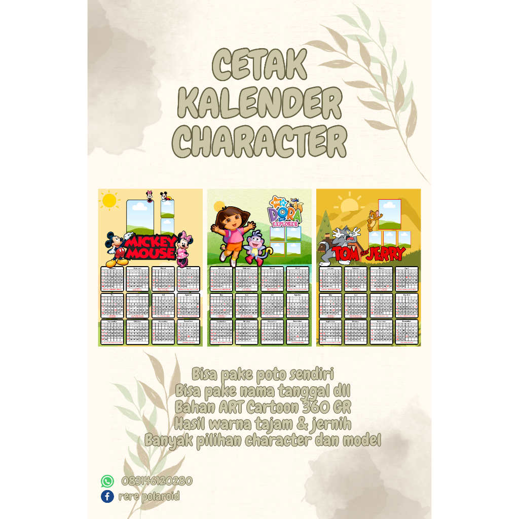 

Kalender 2024 Karakter bisa requst Foto Nama Tanggal lahir DLL