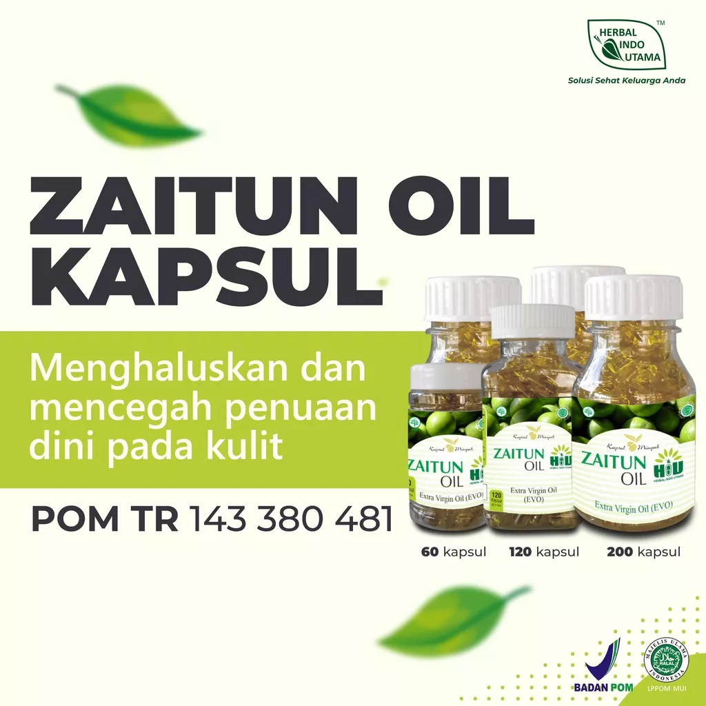 Kapsul Minyak Zaitun Oil HIU Original Sebagai Antioksidan Alami Mengahaluskan Kulit Mencegah Penuaan