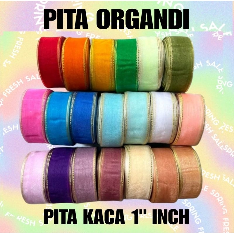 

DAPURMAMIKU ( Pita Organdi 1inch ) Pita Kaca 2.5cm Pita Hiasan Souvenir Hampers Organza