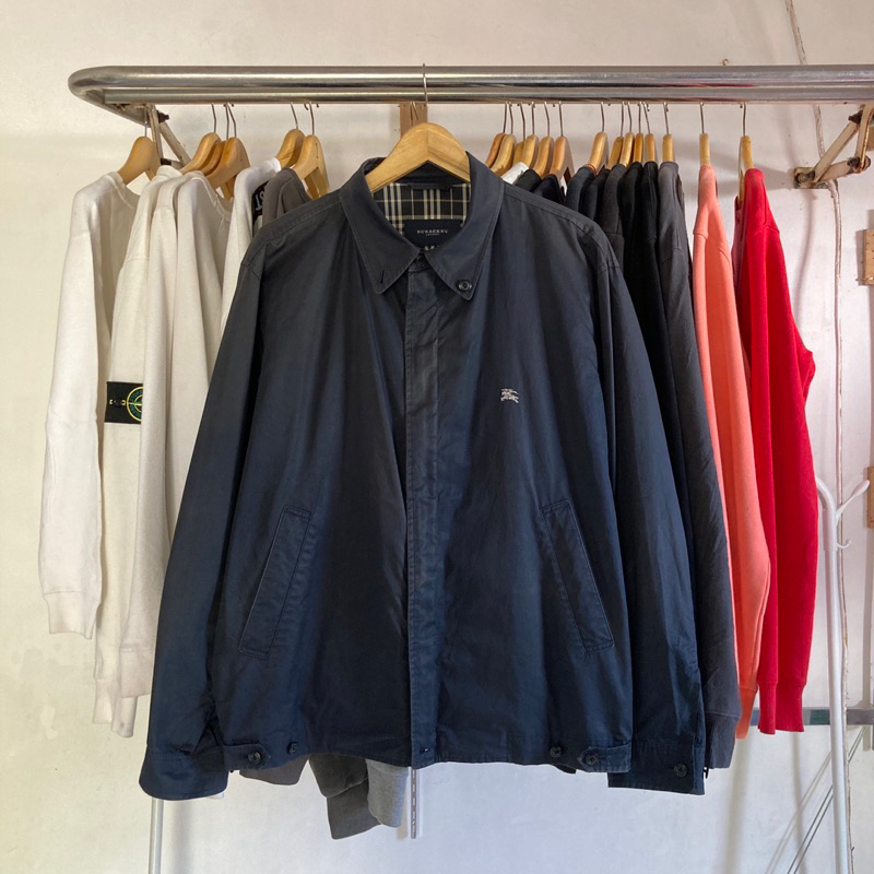 Casual Harrington Jaket Burberry London Navy Second Original