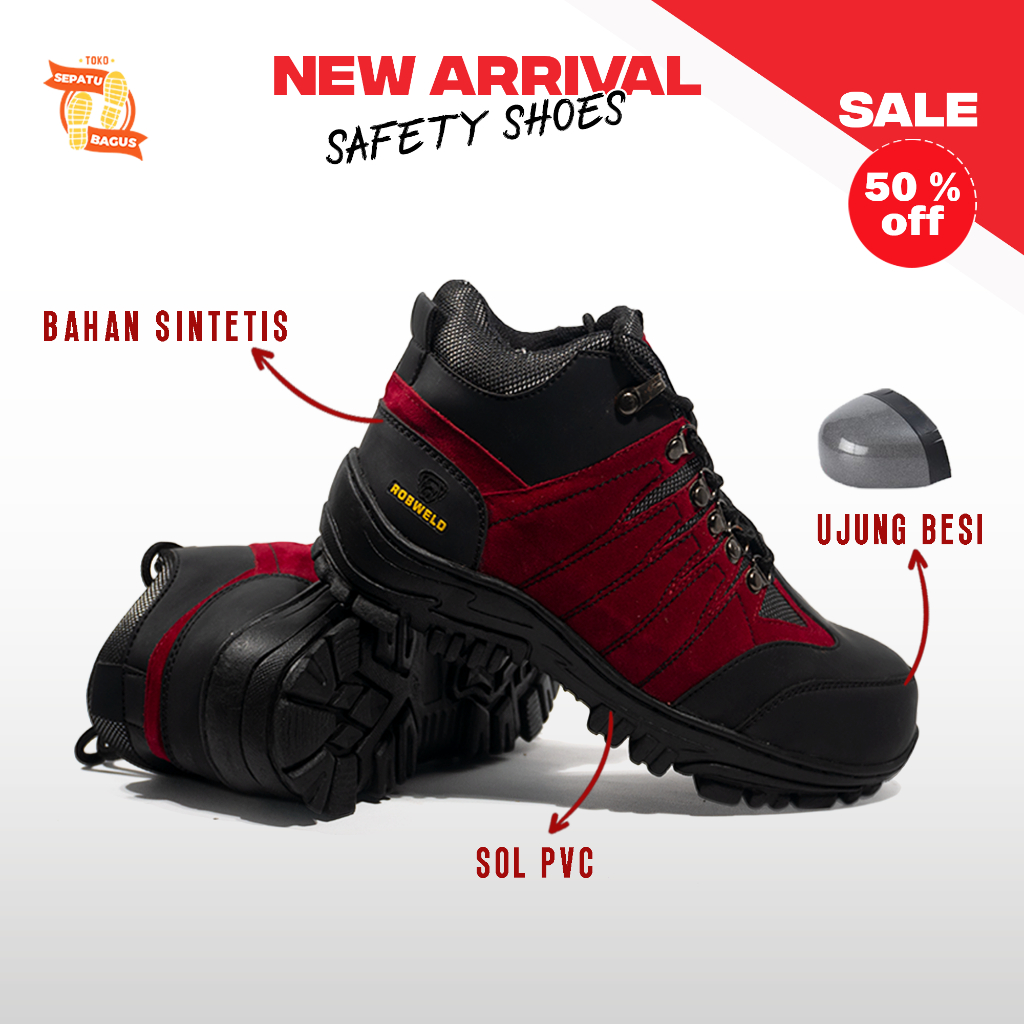 Sepatu Boots Pria Safety Ujung Besi - sepatu Septi Kerja lapangan Proyek Septi Pria Sepatu Boots Saf