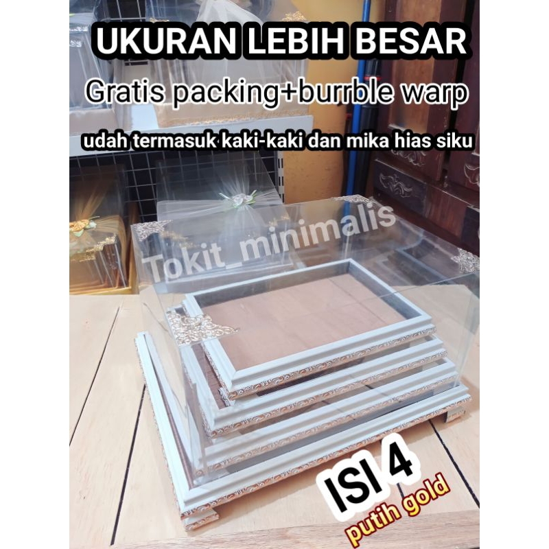 

BOX KOTAK HANTARAN SESERAHAN PERNIKAHAN ( isi 4 box) FRAME FIBER TUTUP MIKA HIAS SIKU