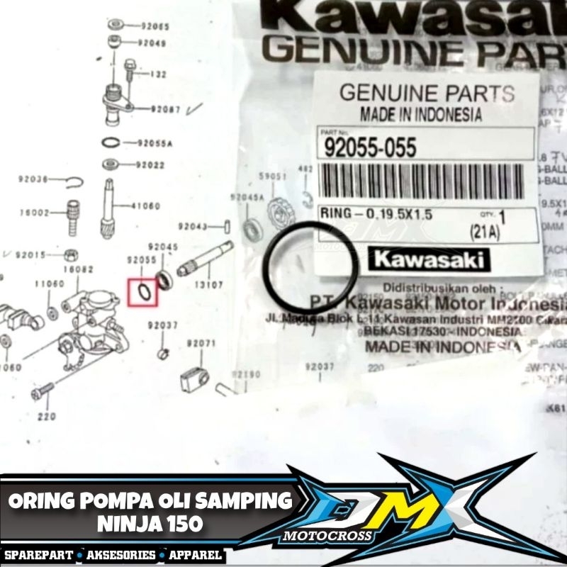 RING O ORING POMPA OLI SAMPING NINJA 150 92055-055