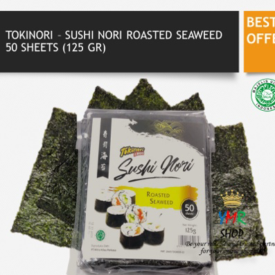 

↑❂❉ Tokinori Sushi Sakao Nori Sushi Halal Onigiri Lembaran Rumput Laut Korea Kimbab Roasted Seaweed 10 or 50 Sheet