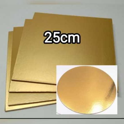 tatakan alas kue tart kotak dan bulat gold 25cm
