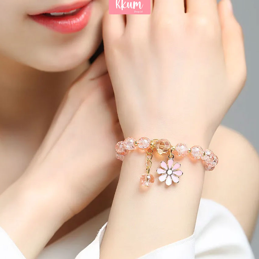 Dijual  Gelang wanita Korean crystal bunga daisy/ Fashion aksesoris kristal bunga matahari