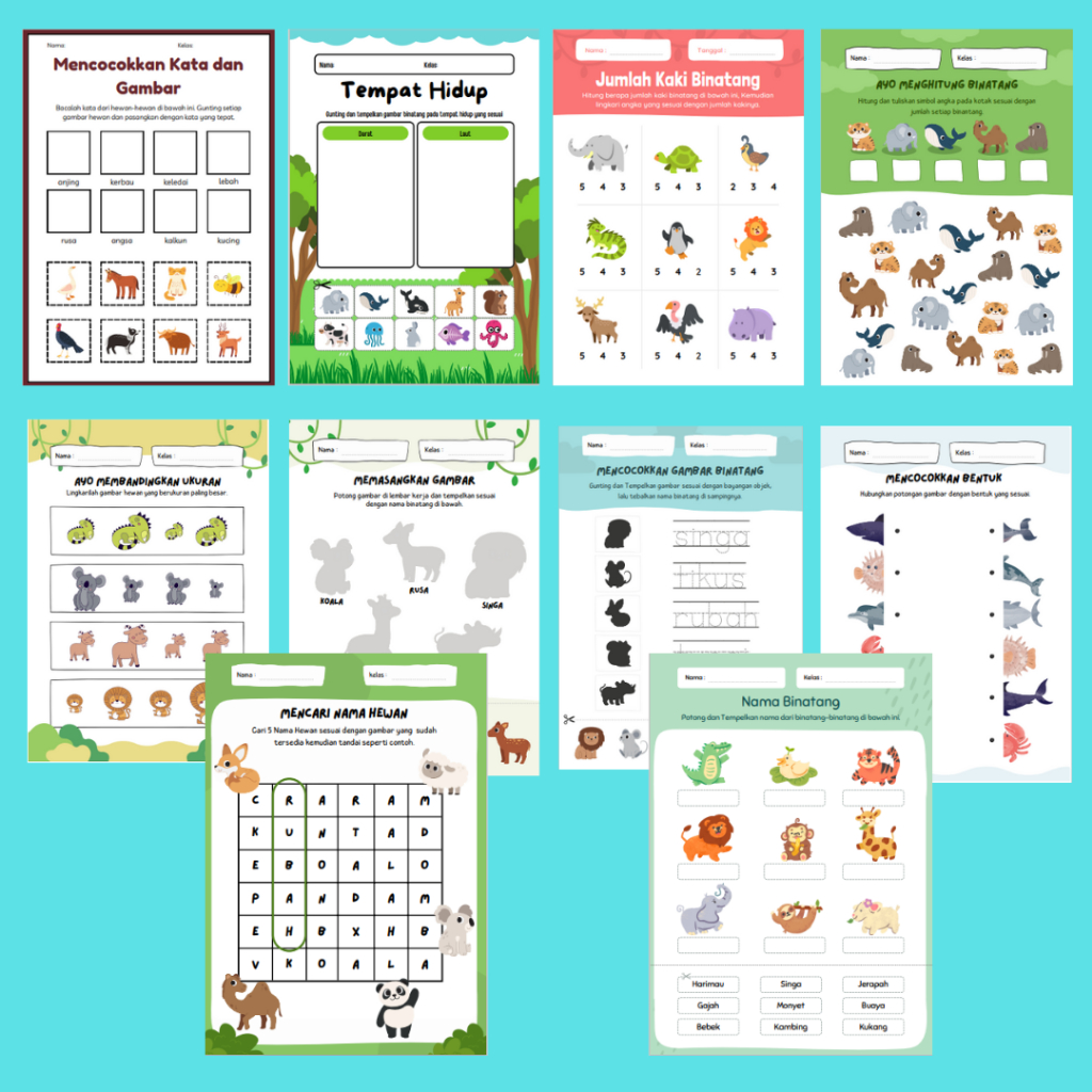 

Kertas 10pcs Lembar Kerja Worksheet aktifitas belajar